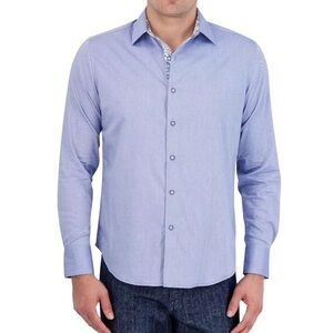 Robert Graham Men's Wayfarer Long-Sleeve Button-Down Shirt Classic Fit Blue XL